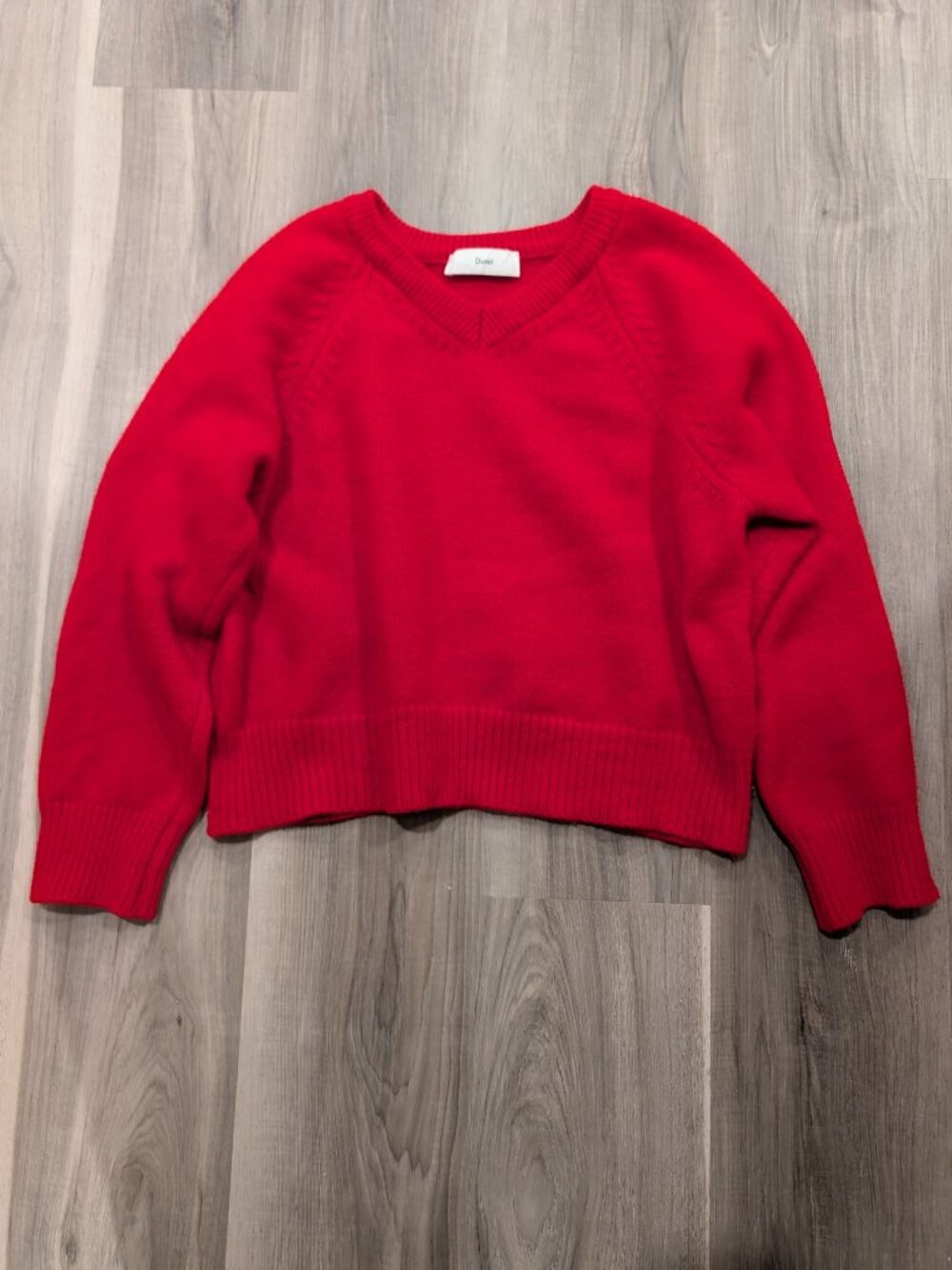 Dunst | Merino Wool Blend Knit V-Neck Sweater In Red
